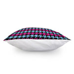Pink Blue And Black Houndstooth Print Pillow Cover