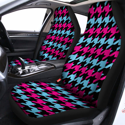 Pink Blue And Black Houndstooth Print Universal Fit Car Seat Covers