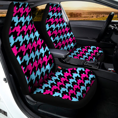 Pink Blue And Black Houndstooth Print Universal Fit Car Seat Covers