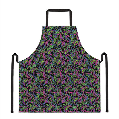 Pink Blue And Green Paisley Print Apron