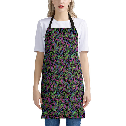 Pink Blue And Green Paisley Print Apron