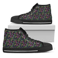 Pink Blue And Green Paisley Print Black High Top Sneakers