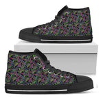 Pink Blue And Green Paisley Print Black High Top Shoes