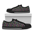 Pink Blue And Green Paisley Print Black Low Top Sneakers