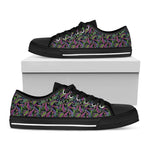 Pink Blue And Green Paisley Print Black Low Top Shoes
