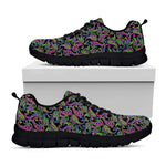 Pink Blue And Green Paisley Print Black Sneakers
