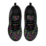 Pink Blue And Green Paisley Print Black Sneakers