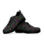 Pink Blue And Green Paisley Print Black Sneakers