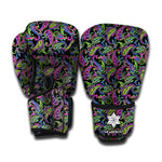 Pink Blue And Green Paisley Print Boxing Gloves