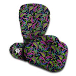 Pink Blue And Green Paisley Print Boxing Gloves