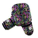 Pink Blue And Green Paisley Print Boxing Gloves