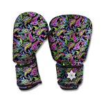 Pink Blue And Green Paisley Print Boxing Gloves