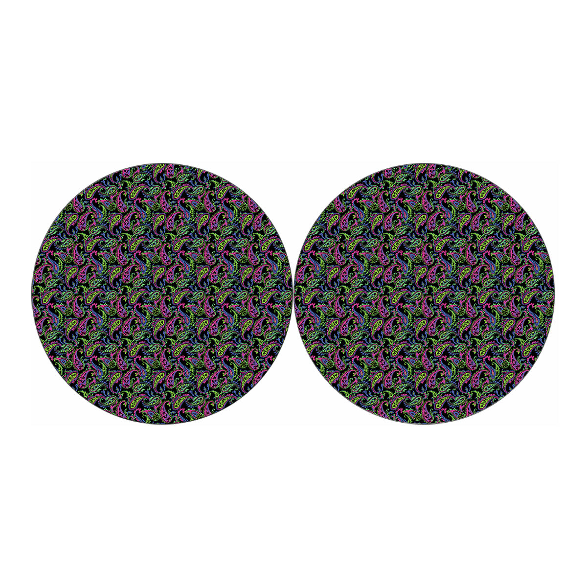 Pink Blue And Green Paisley Print Car Coasters