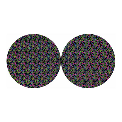 Pink Blue And Green Paisley Print Car Coasters
