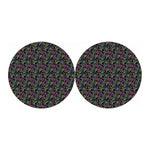 Pink Blue And Green Paisley Print Car Coasters