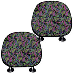 Pink Blue And Green Paisley Print Car Headrest Covers