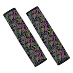 Pink Blue And Green Paisley Print Car Seat Belt Covers