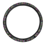Pink Blue And Green Paisley Print Car Steering Wheel Cover