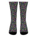 Pink Blue And Green Paisley Print Crew Socks