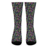 Pink Blue And Green Paisley Print Crew Socks