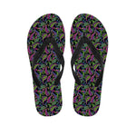 Pink Blue And Green Paisley Print Flip Flops
