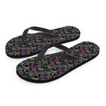 Pink Blue And Green Paisley Print Flip Flops
