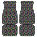 Pink Blue And Green Paisley Print Front and Back Car Floor Mats
