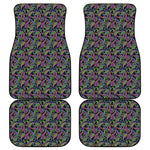 Pink Blue And Green Paisley Print Front and Back Car Floor Mats