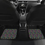 Pink Blue And Green Paisley Print Front and Back Car Floor Mats