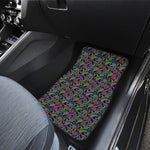 Pink Blue And Green Paisley Print Front and Back Car Floor Mats