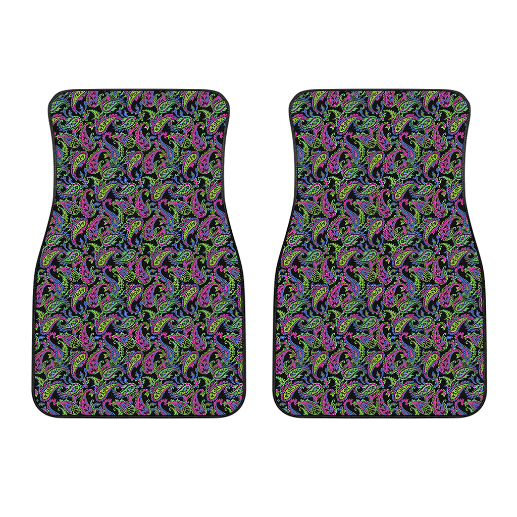 Pink Blue And Green Paisley Print Front Car Floor Mats