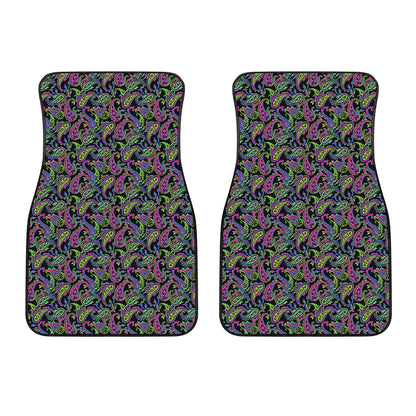 Pink Blue And Green Paisley Print Front Car Floor Mats