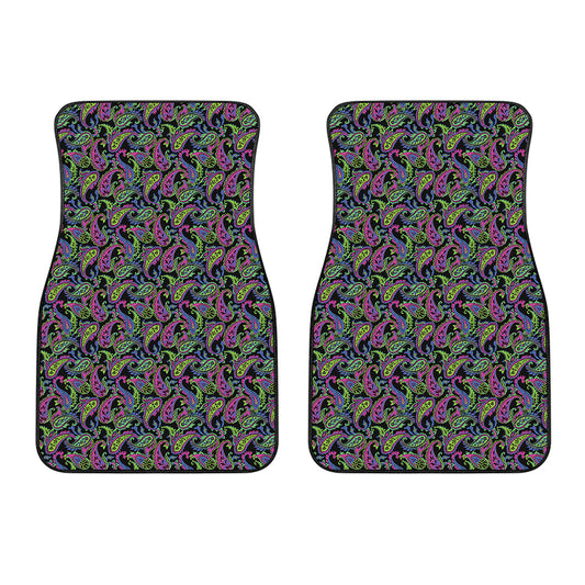 Pink Blue And Green Paisley Print Front Car Floor Mats