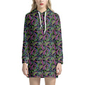 Pink Blue And Green Paisley Print Pullover Hoodie Dress