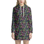 Pink Blue And Green Paisley Print Hoodie Dress