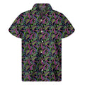 Pink Blue And Green Paisley Print Men's Short Sleeve Shirt