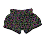 Pink Blue And Green Paisley Print Muay Thai Boxing Shorts