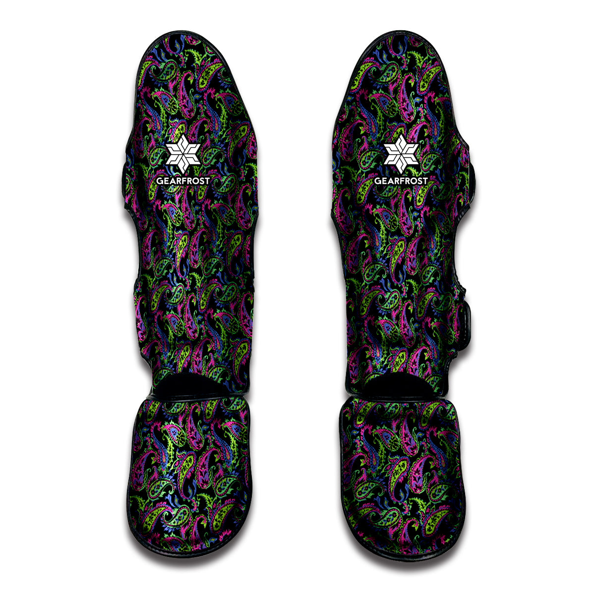 Pink Blue And Green Paisley Print Muay Thai Shin Guard