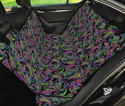Pink Blue And Green Paisley Print Pet Car Back Seat Cover