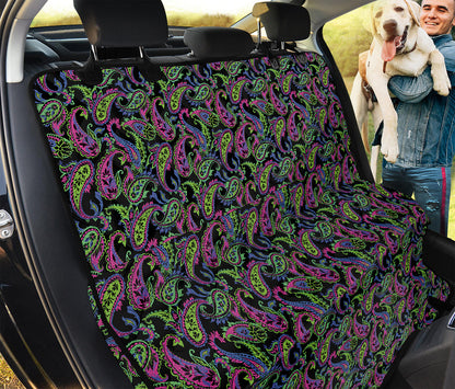 Pink Blue And Green Paisley Print Pet Car Back Seat Cover