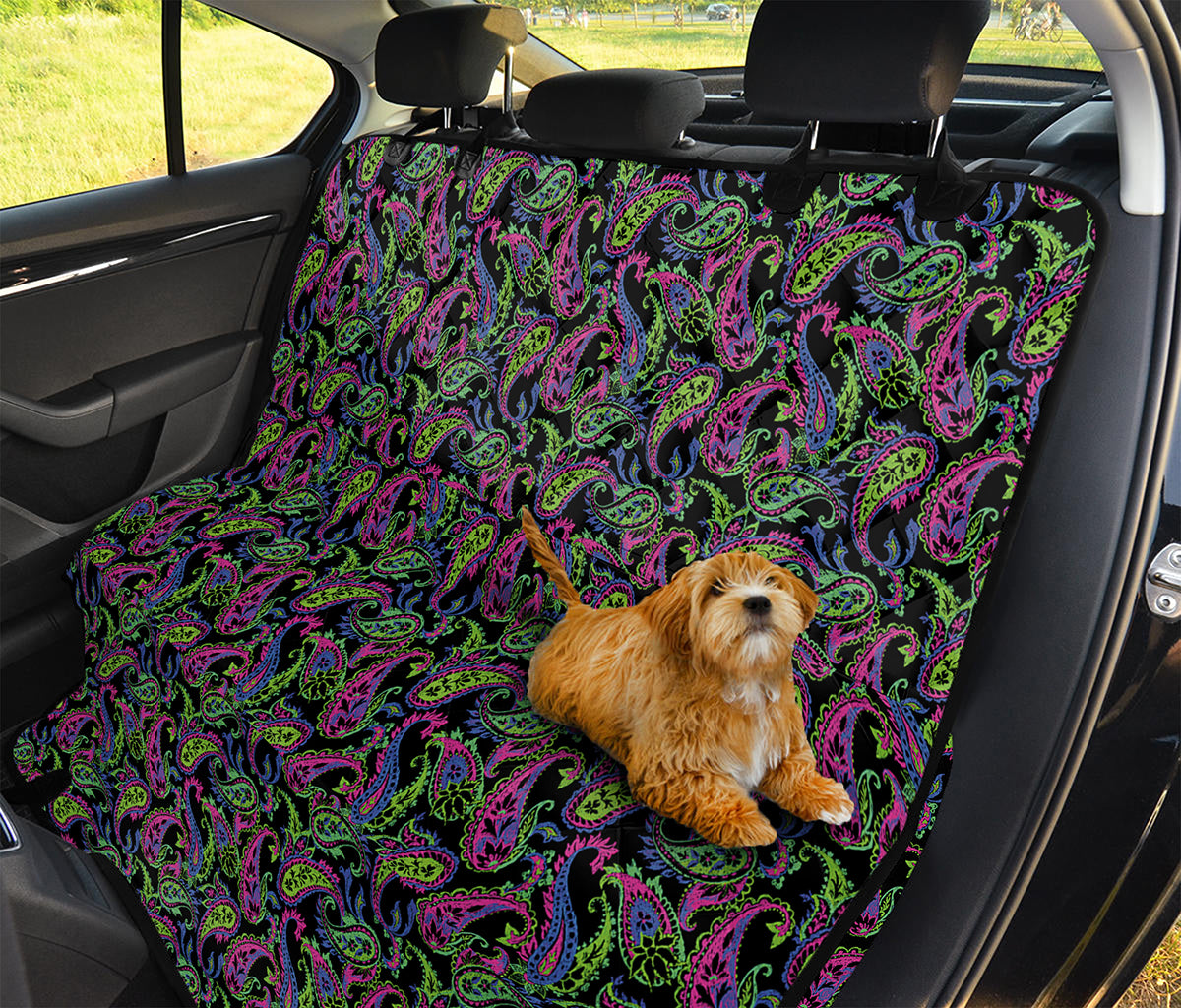 Pink Blue And Green Paisley Print Pet Car Back Seat Cover