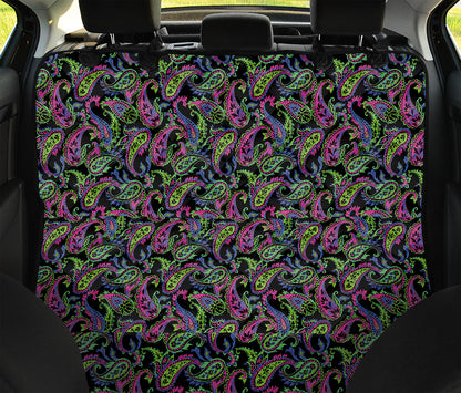 Pink Blue And Green Paisley Print Pet Car Back Seat Cover