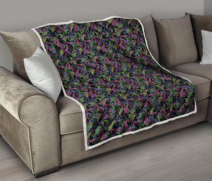 Pink Blue And Green Paisley Print Quilt
