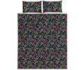 Pink Blue And Green Paisley Print Quilt Bed Set