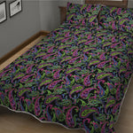 Pink Blue And Green Paisley Print Quilt Bed Set