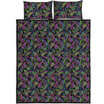 Pink Blue And Green Paisley Print Quilt Bed Set