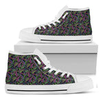 Pink Blue And Green Paisley Print White High Top Shoes