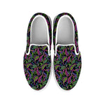 Pink Blue And Green Paisley Print White Slip On Shoes