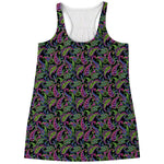 Pink Blue And Green Paisley Print Women's Racerback Tank Top