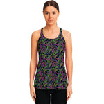 Pink Blue And Green Paisley Print Women's Racerback Tank Top